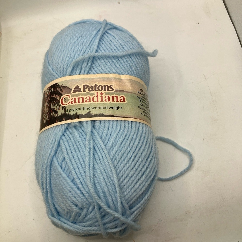 Patons Yarn Canadiana Light Blue 4 Ply Worsted Weight Knitting‎ Acrylic Craft
